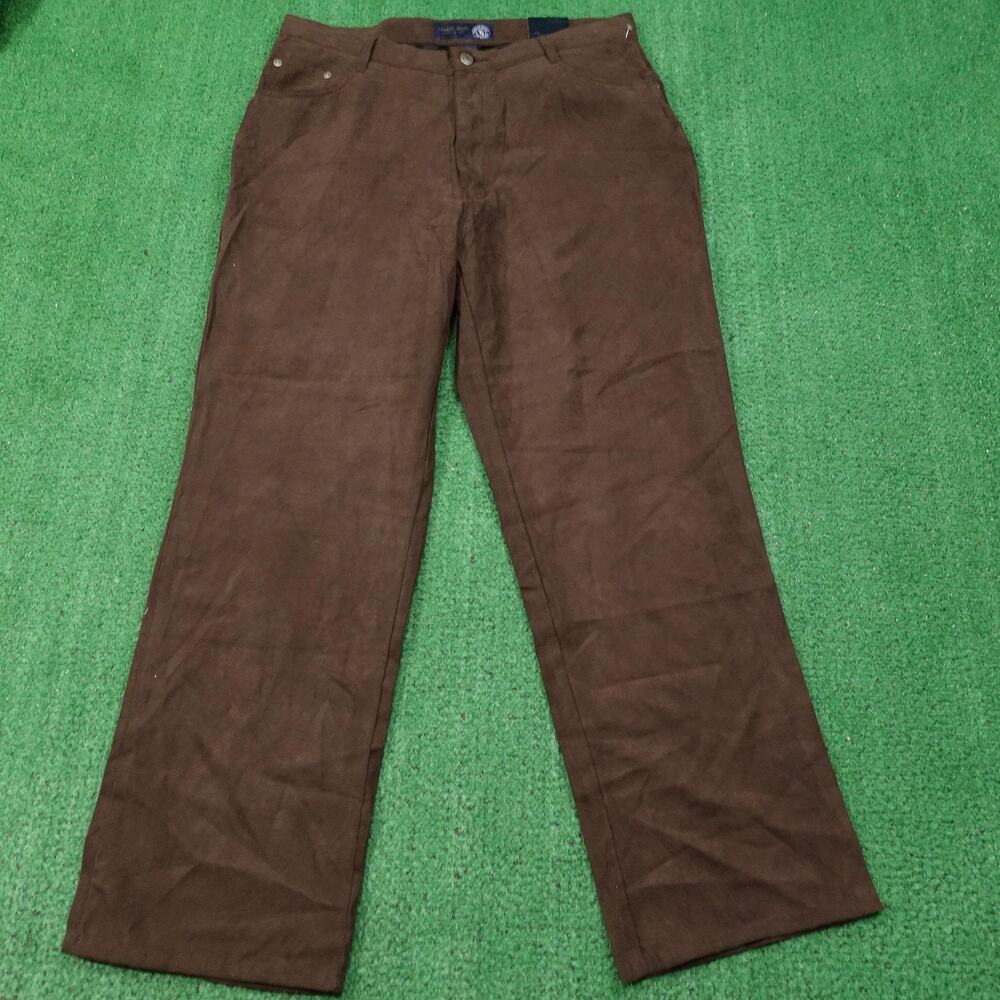 New! Venezia‎ Jeans Pants Womens 14 Brown Straight Leg Faux Suede Khakis 34x30